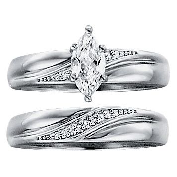 Fingerhut Saberlin Collections Sterling Silver Marquise Cz Diamond Accent Swirl Bridal Set