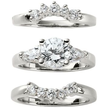 Fingerhut Saberlin Collections Sterling Silver Round And Pear Cz 3 Pc Bridal Set