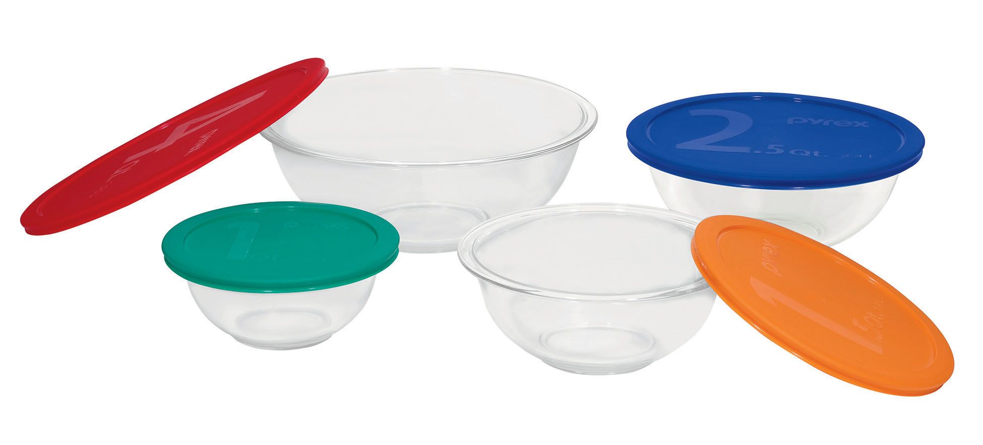 Pyrex 8-Piece Mixing Bowl Set with Colored Lids, Created for