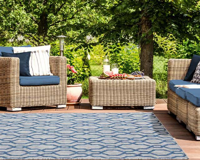 patio chairs with blue cushions, small patio conversation set