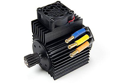 Spektrum Firma 3660 3200Kv brushless motor with Safe D pinion and ARRMA heatsink and cooling fan