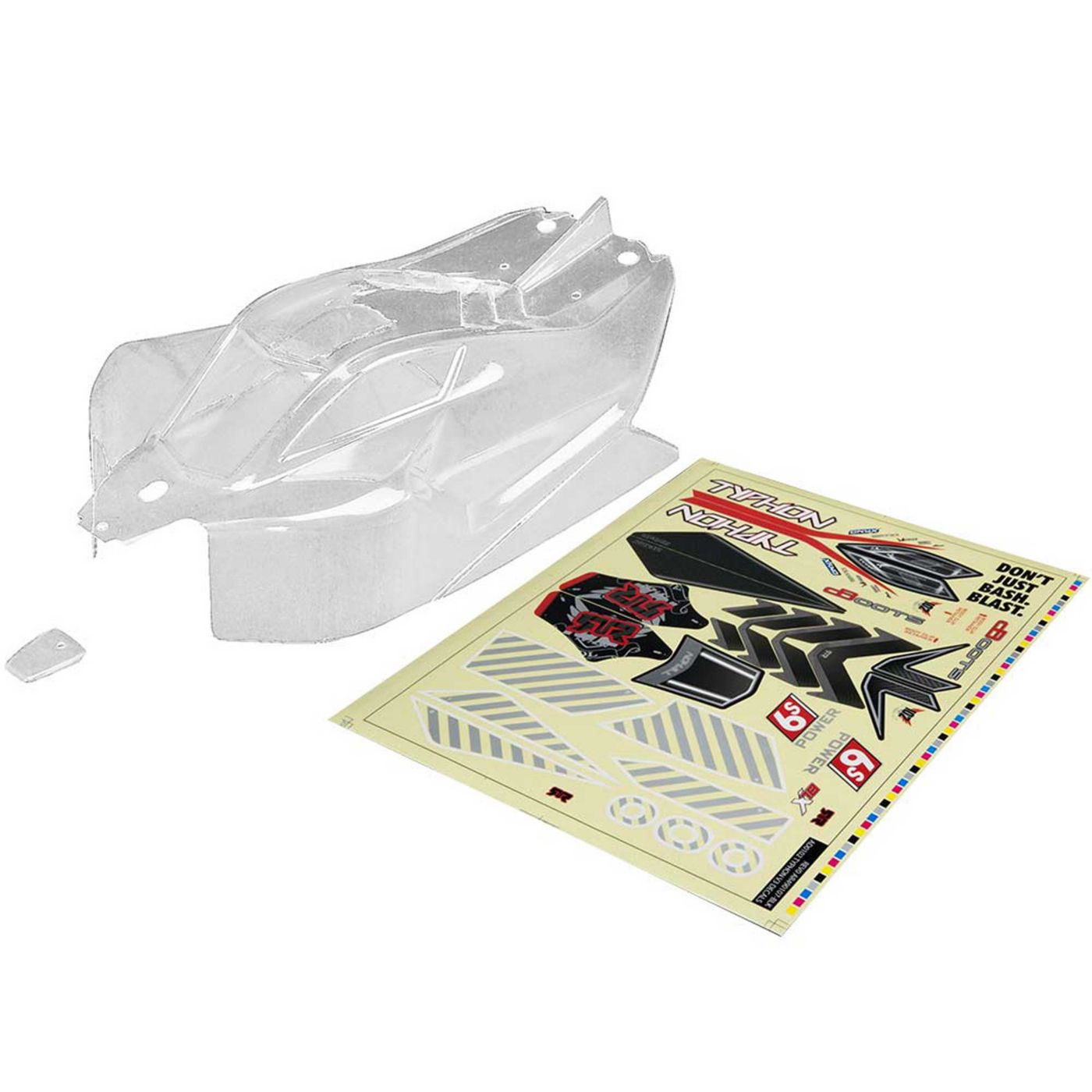 1/8 Clear Body with Decals: Typhon 6S BLX