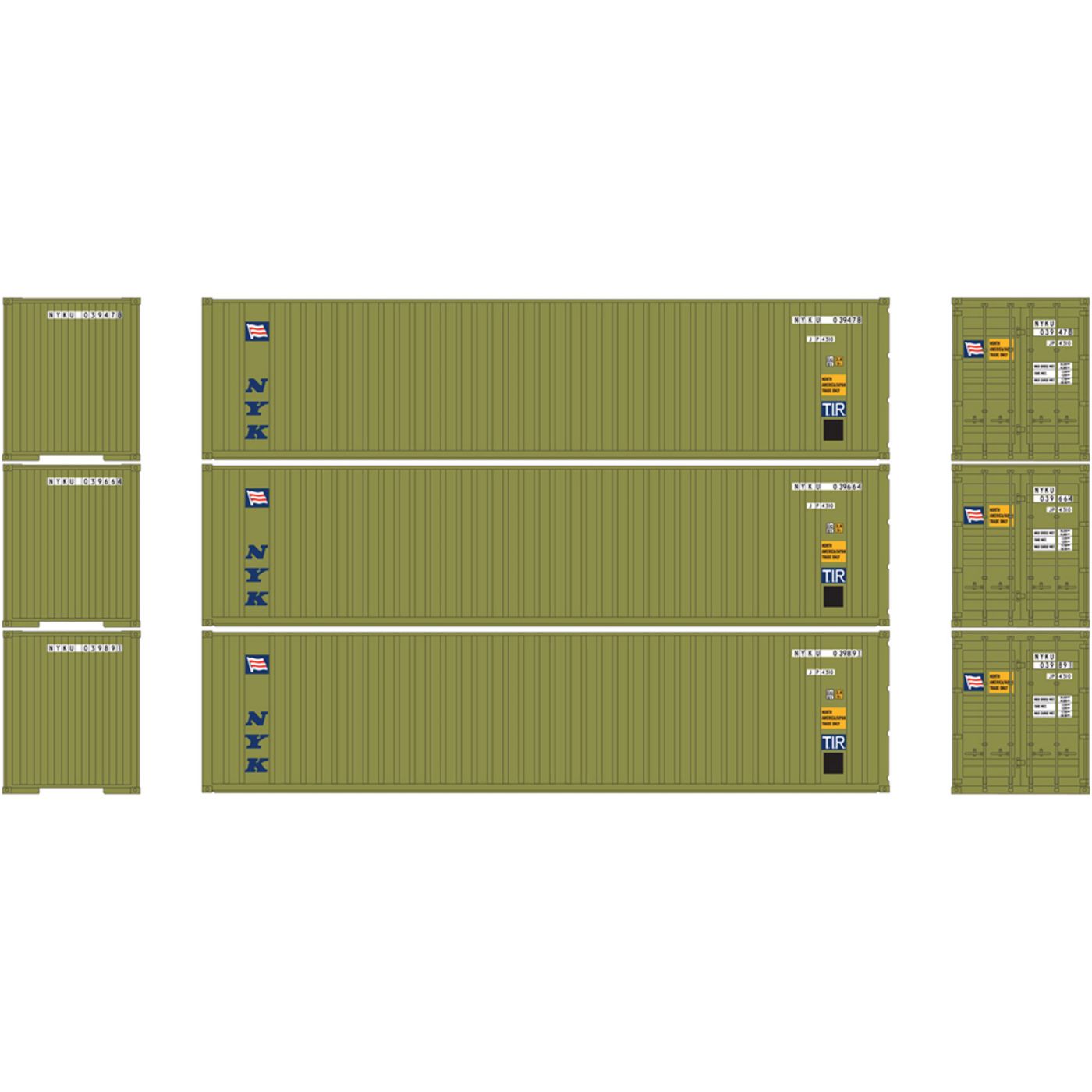 Athearn HO Ready to Run 40' Corrugate Container w Flat Panel NYK(3 ...