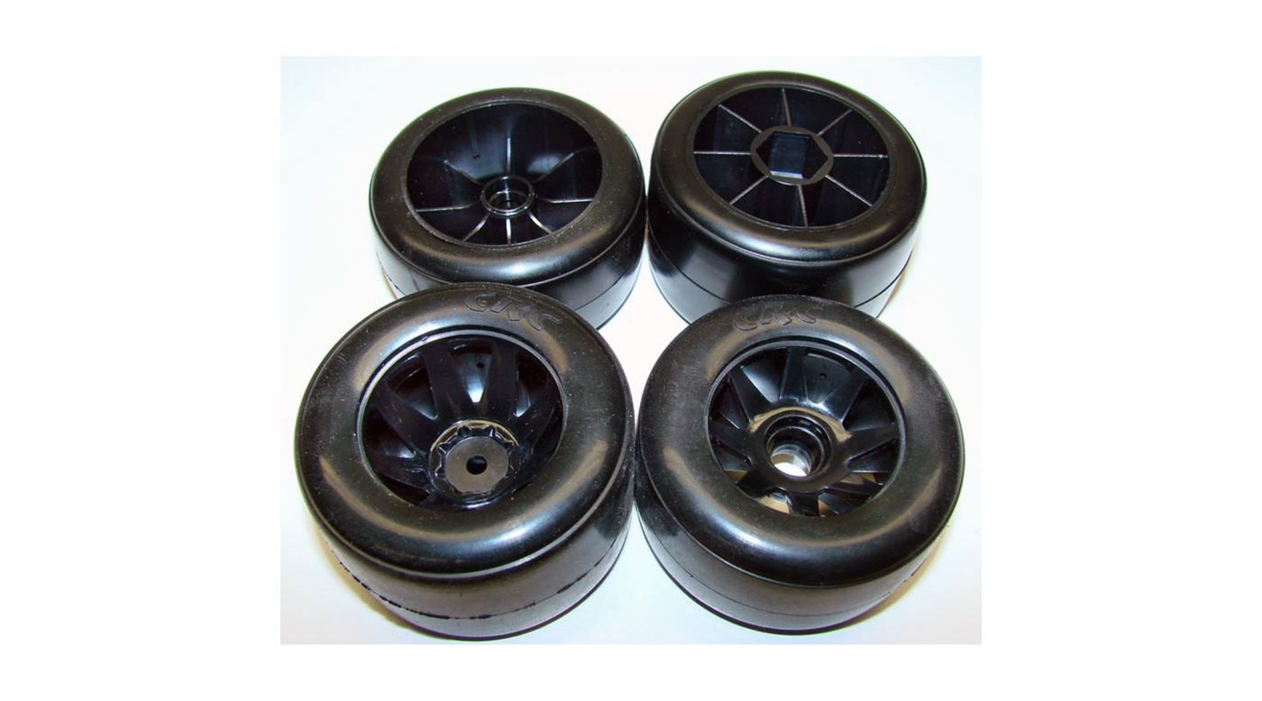 F1, RT1 Front and Rear Rubber Tires, Mounted on ProMount F1 Wheels