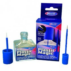 Deluxe Materials AD77 Plastic Magic Thin Plastic Cement w/2 Brushes 1 Second Cement 1.4oz