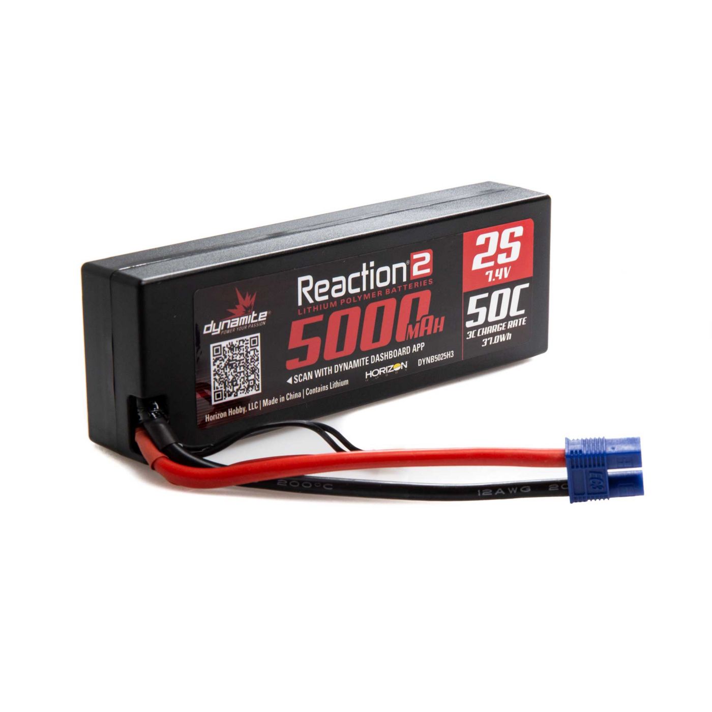 7.4V 5000mAh 2S 50C LiPo, Hardcase: IC3