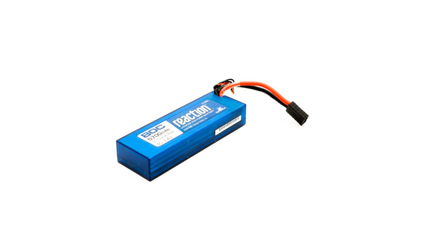 7.4V 5700mAh 2S 80C LiPo, Hardcase: TRA HorizonHobby