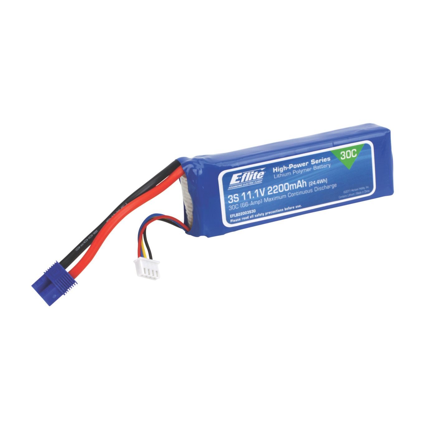 11.1V 2200mAh 3S 30C LiPo Battery: EC3