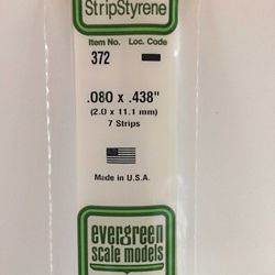 Evergreen 372 Opaque Styrene Strips .080" Thick 24" Long .438" Wide Pkg 7 