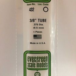 Evergreen 432 Opaque Styrene Tubes 24" Long 3/8" Diameter Pkg 4