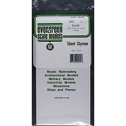 Evergreen 9015 Styrene Sheet Plain 6 x 12" .015" Pkg 3