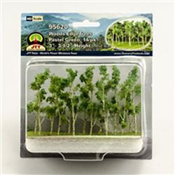 JTT 95620 Woods Edge Trees Pastel Green 3 to 3-1/2" Pkg 14