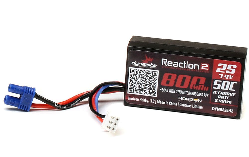 Batterie Li-Po Réaction Dynamite 2.0 7.4V 2S 800mAh 50C