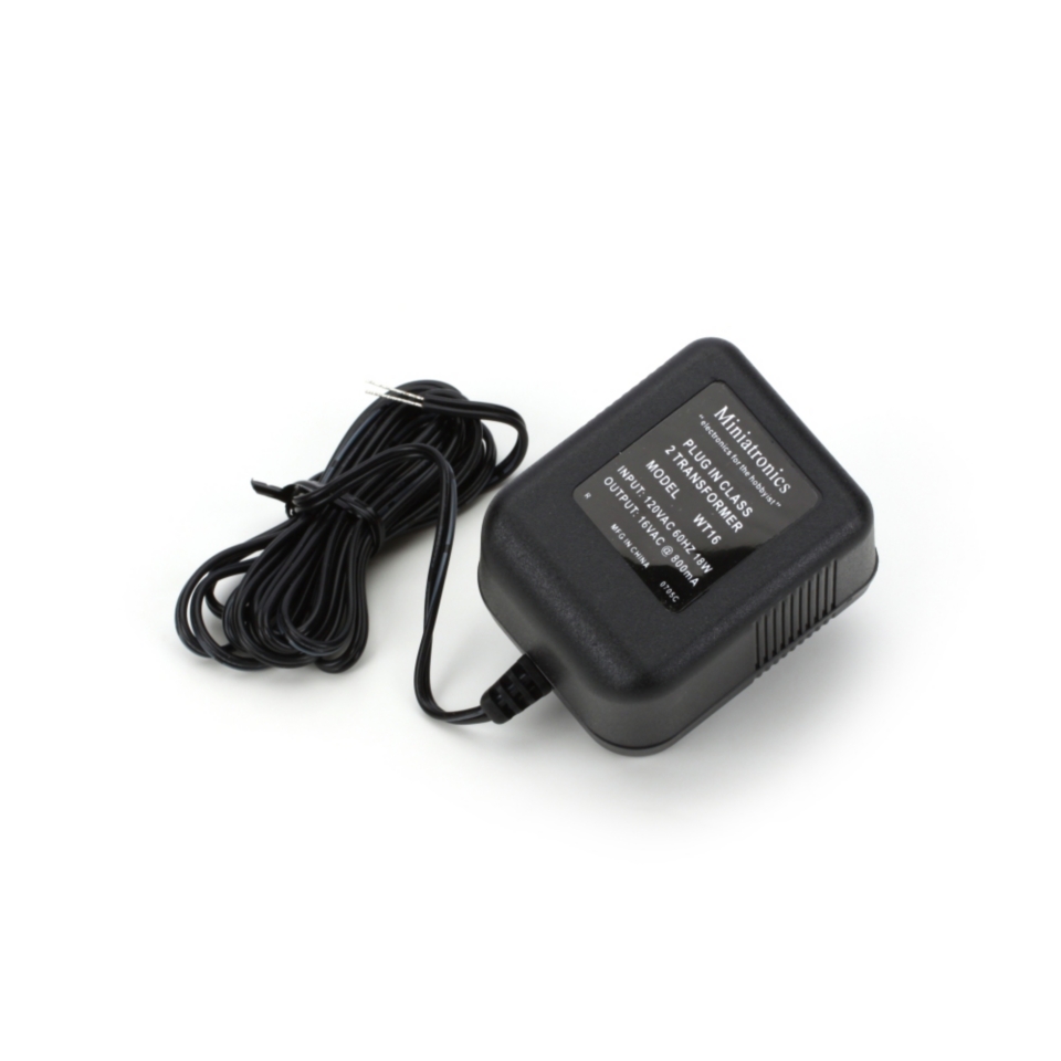 Miniatronics Corp Plug In Wall Transformer, 16VAC 800MA, MNTWT16