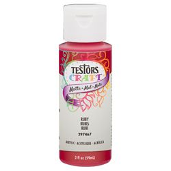Testor 297467 Testors Craft Acrylic Paints 2oz Bottle Ruby Matte Finish
