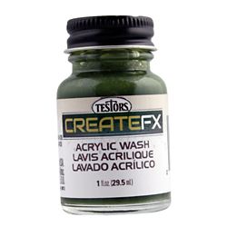 Testor 79407 CreateFX Acrylic Wood-Color Washes 1oz Bottle Olive Green