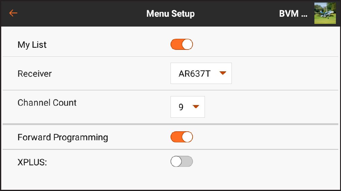 Menu Setup