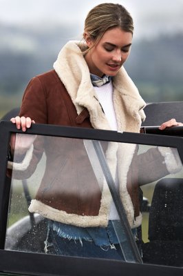 Women's Tiffany Asymmetric Sheepskin Bomber Jacket