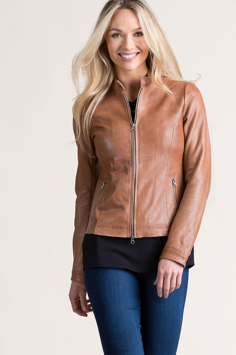 Arissa Lambskin Leather Moto Jacket | Overland