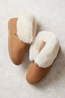 sarah shearling suede slipper booties