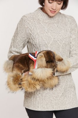 Rex Rabbit Fur Puppy with Raccoon Fur Trim