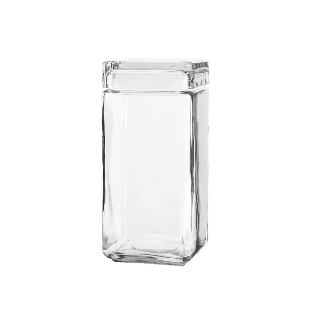 Anchor Hocking® 85589R Square Stackable 2 Qt Glass Jar - 4 / CS