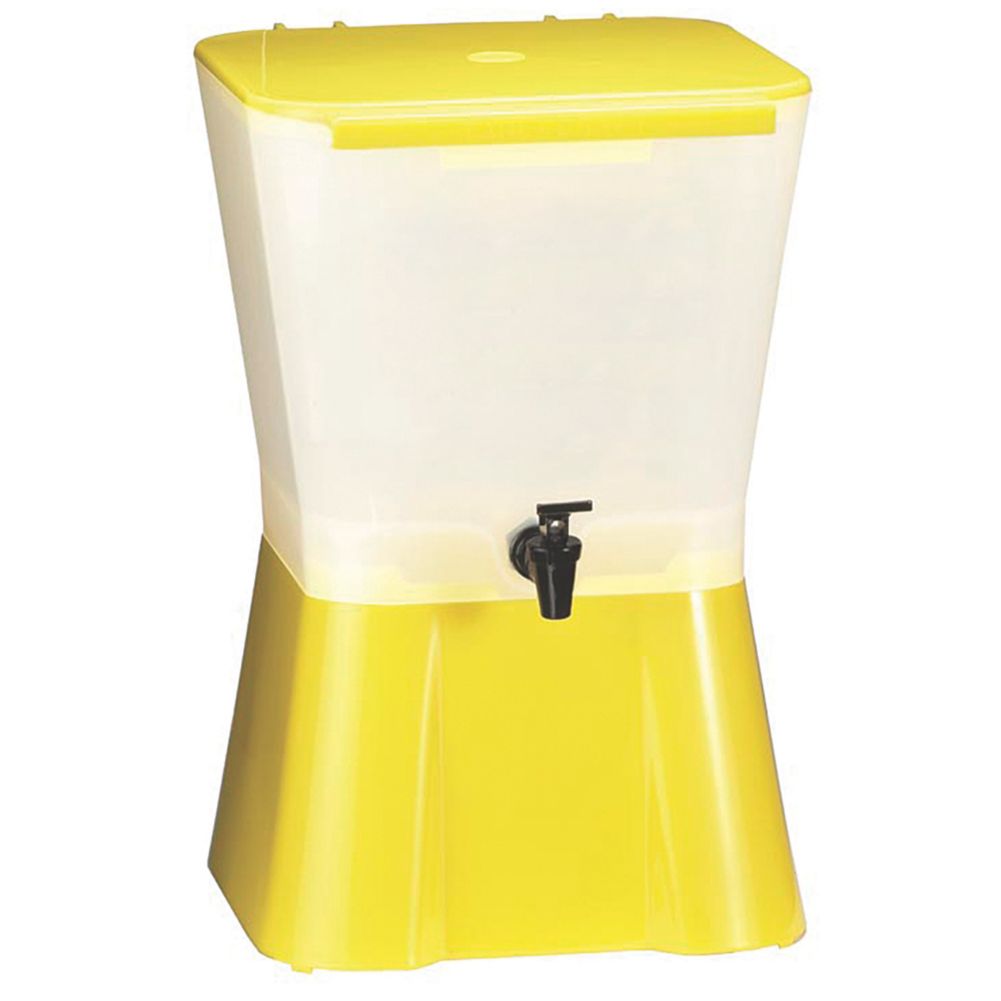 TableCraft 955 Yellow & White 3 Gallon Plastic Beverage Dispenser