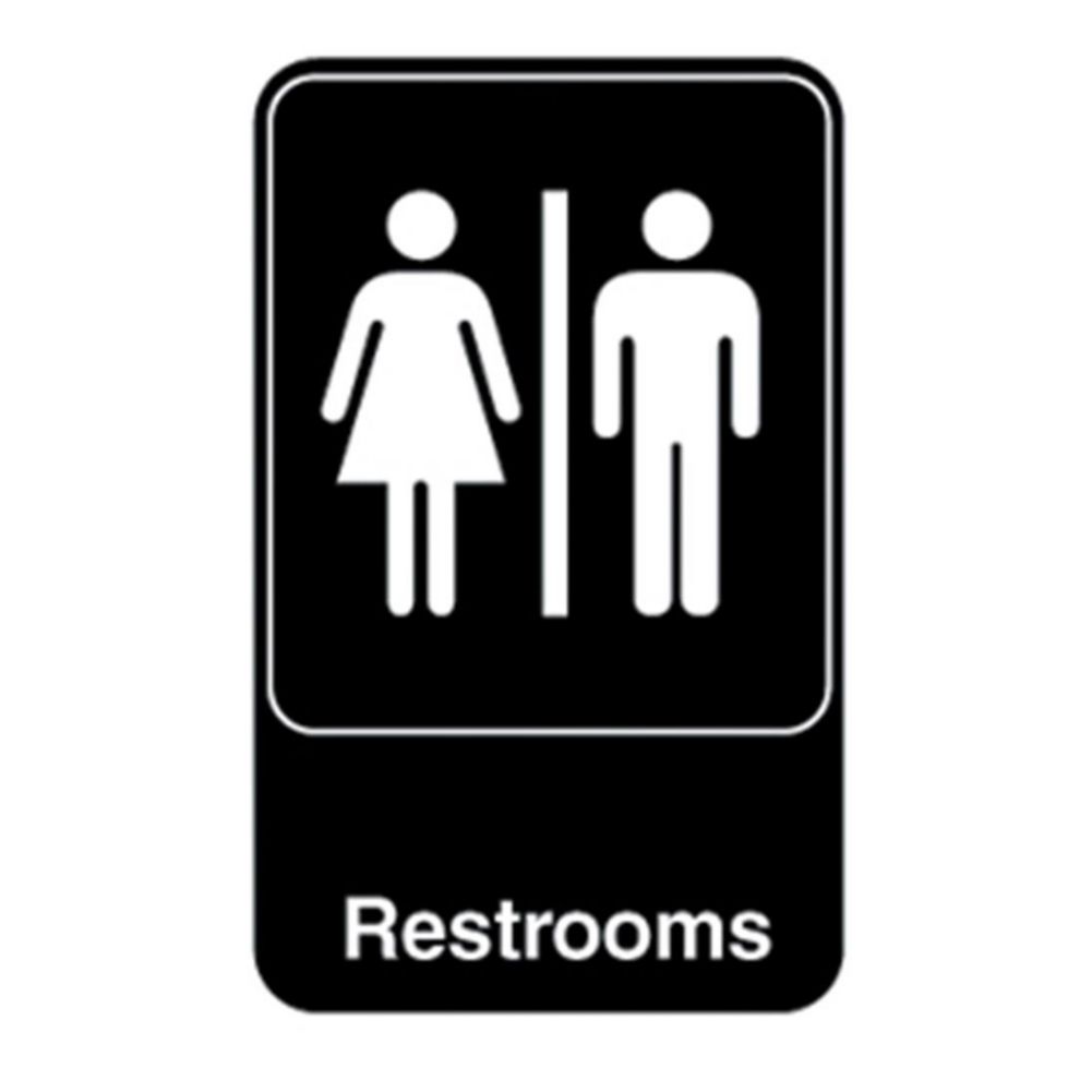 Traex® 5617 Black "RESTROOM" Sign with White Letters