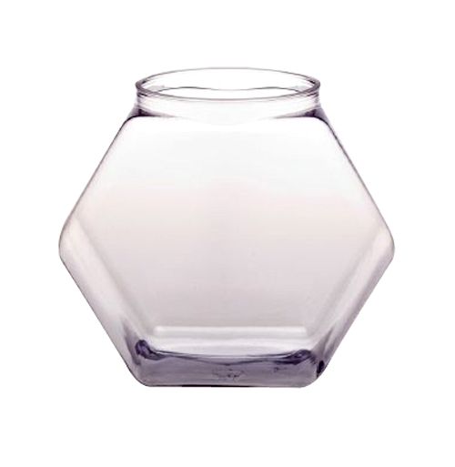 Hexagonal 80 oz Fishbowl w/ SnapOn Lid Wasserstrom
