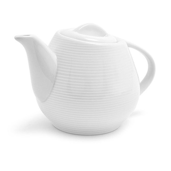 FOH BTP002WHP12 Spiral 15 Ounce White Teapot - 6 / CS