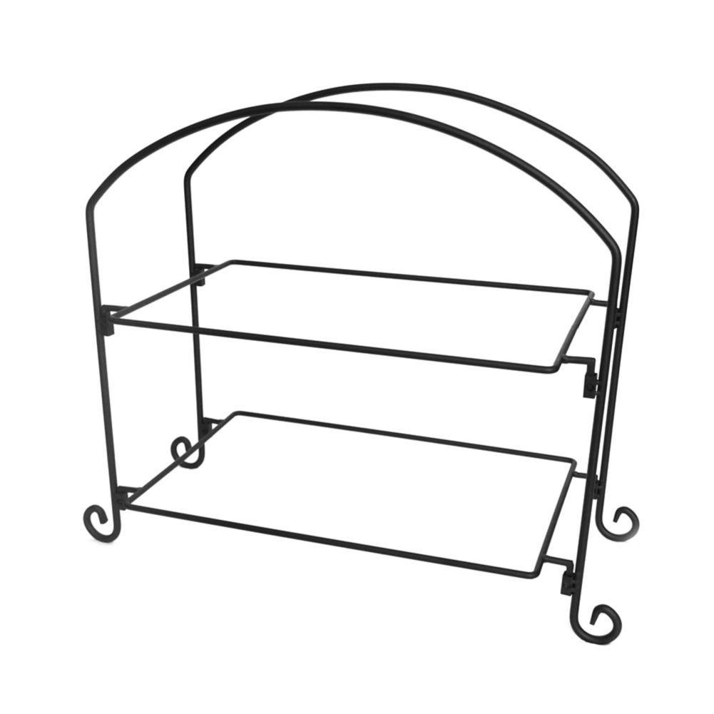 American Metalcraft IS12 Ironworks Blk 2-Tier Iron Rectangular Stand ...