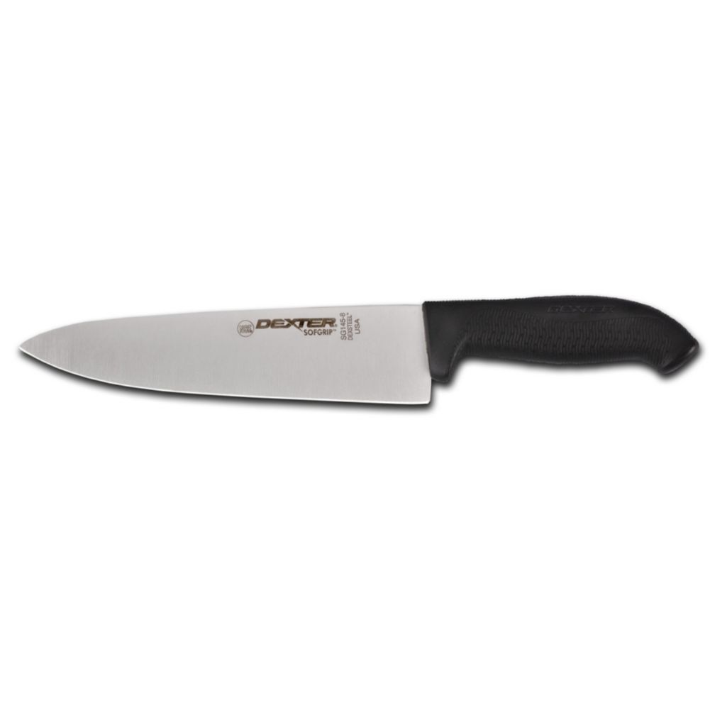 Dexter Russell SG145-8B-PCP SofGrip Black Handle 8" Cook's Knife