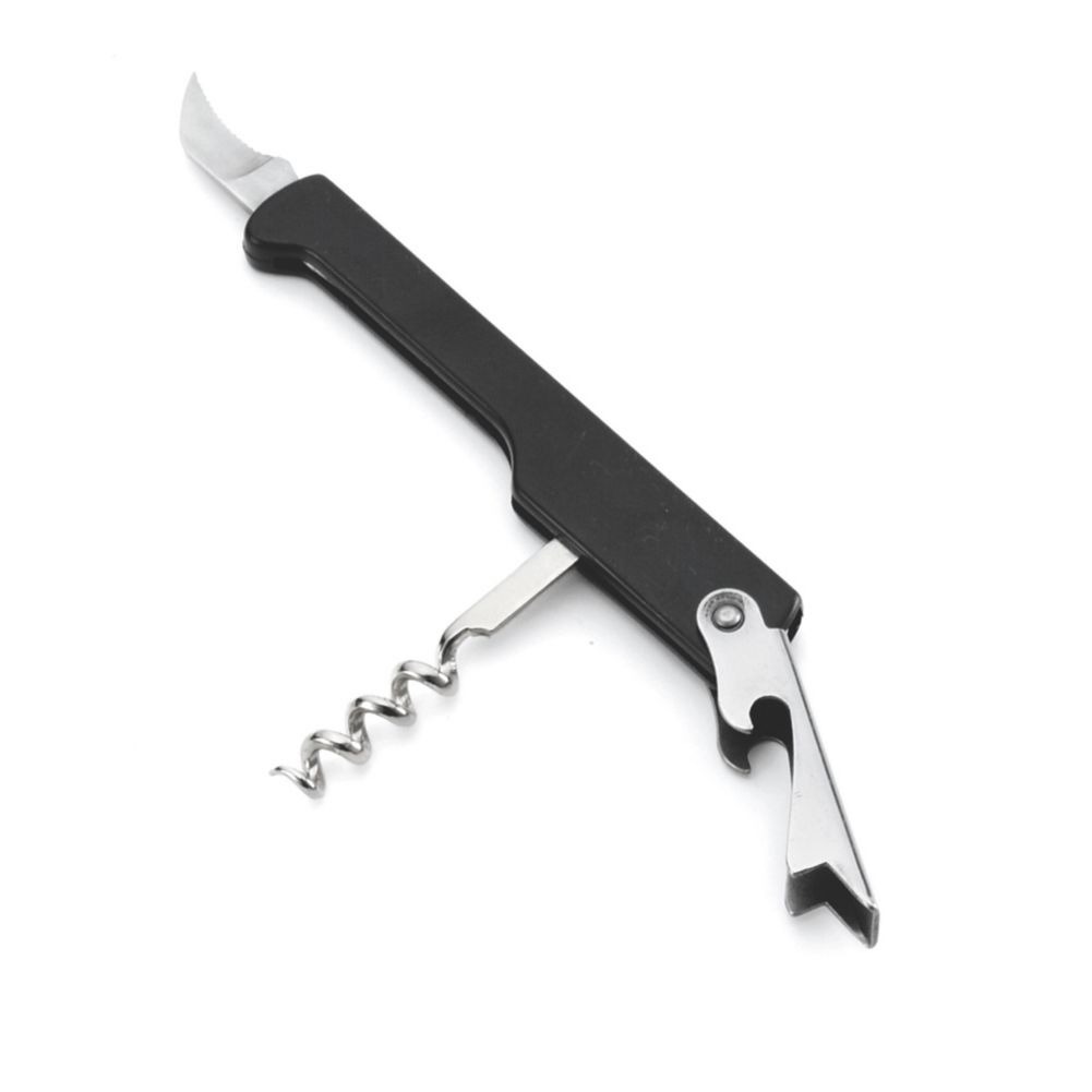 TableCraft 1226 Waiter's Corkscrew with Black Plastic Handle