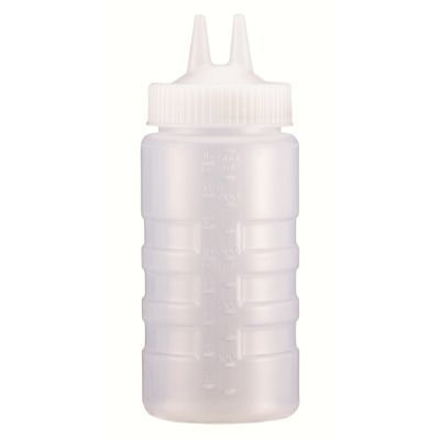 Traex 2324-13 Clear 24 Ounce Wide Mouth Squeeze Bottle w/ Twin Tip