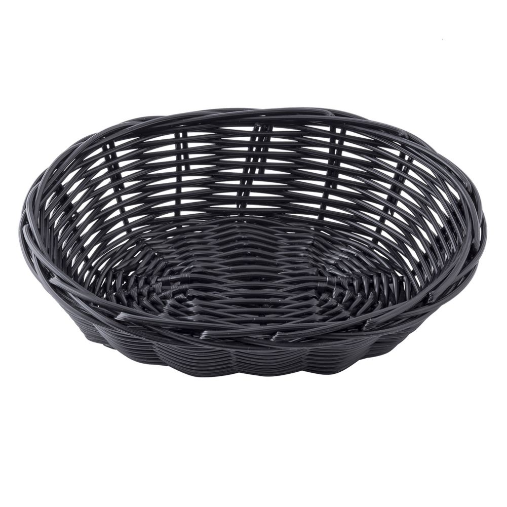 TableCraft 2471 Black 7" x 5" Oval Woven Plastic Basket - Dozen
