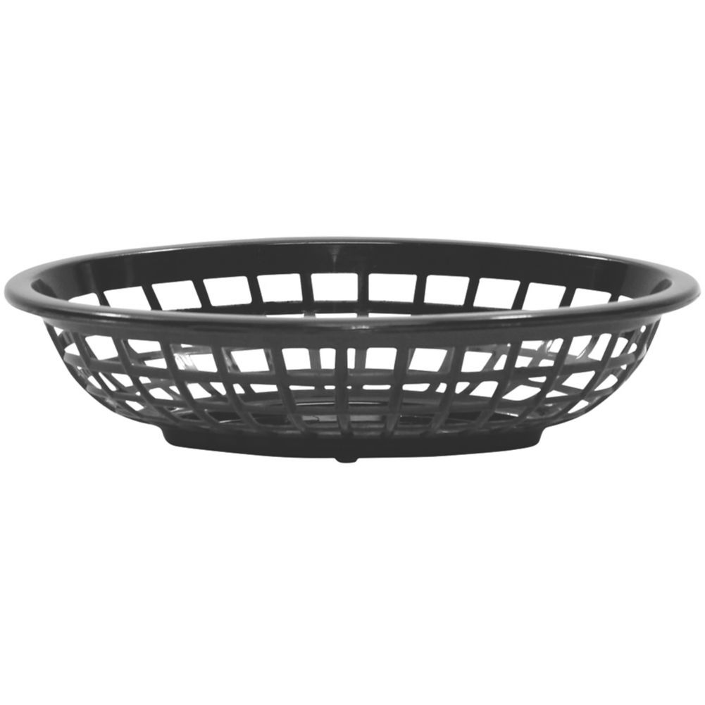 TableCraft 1071BK Black 7.75" x 5.5" Oval Side Order Basket - Dozen