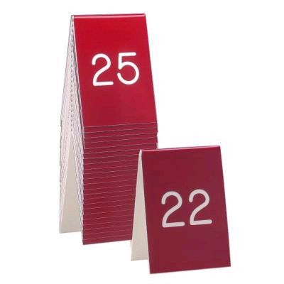 Cal-Mil 271A-1 Red / White 3.5" x 5" Number Tents (No. 1-25)