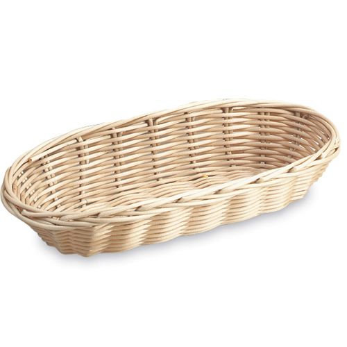 Vollrath 47204 Oblong 9" x 3.5" Tan Plastic Rattan Basket