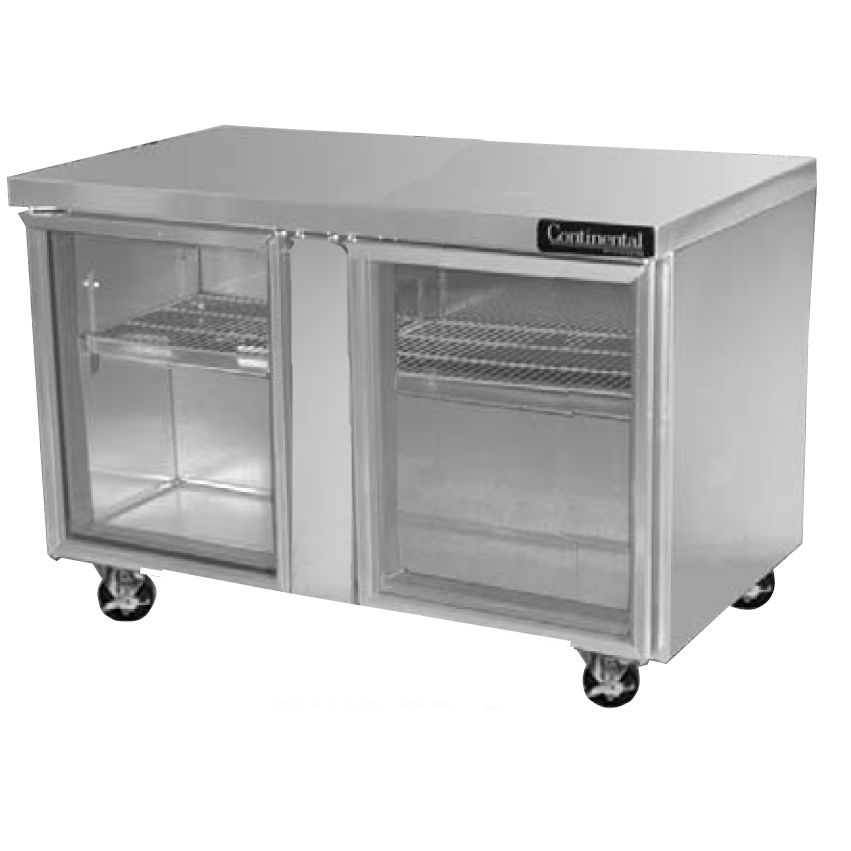 Continental 17 Cf Worktop Display Refrigerator w/ 2 Glass Doors