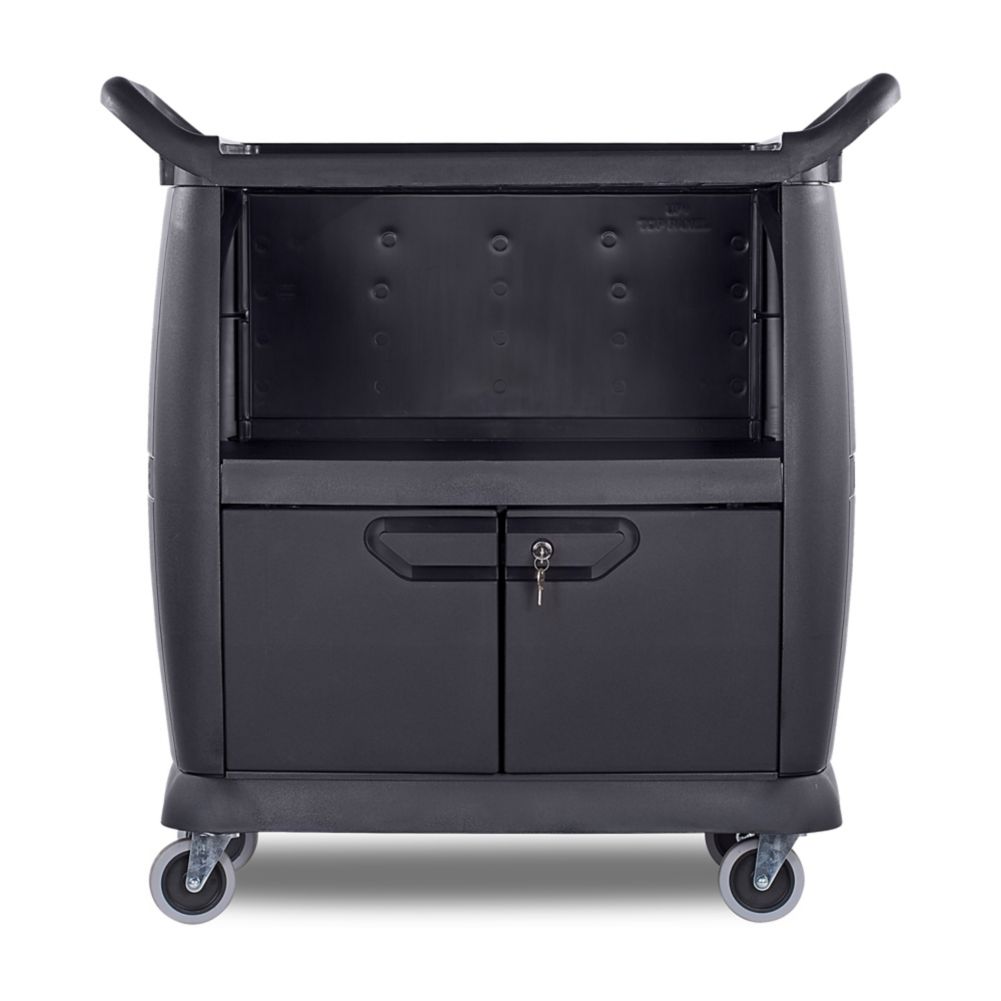 Carlisle CC2036DP03 Small Black Bussing Cart with Door and Panels