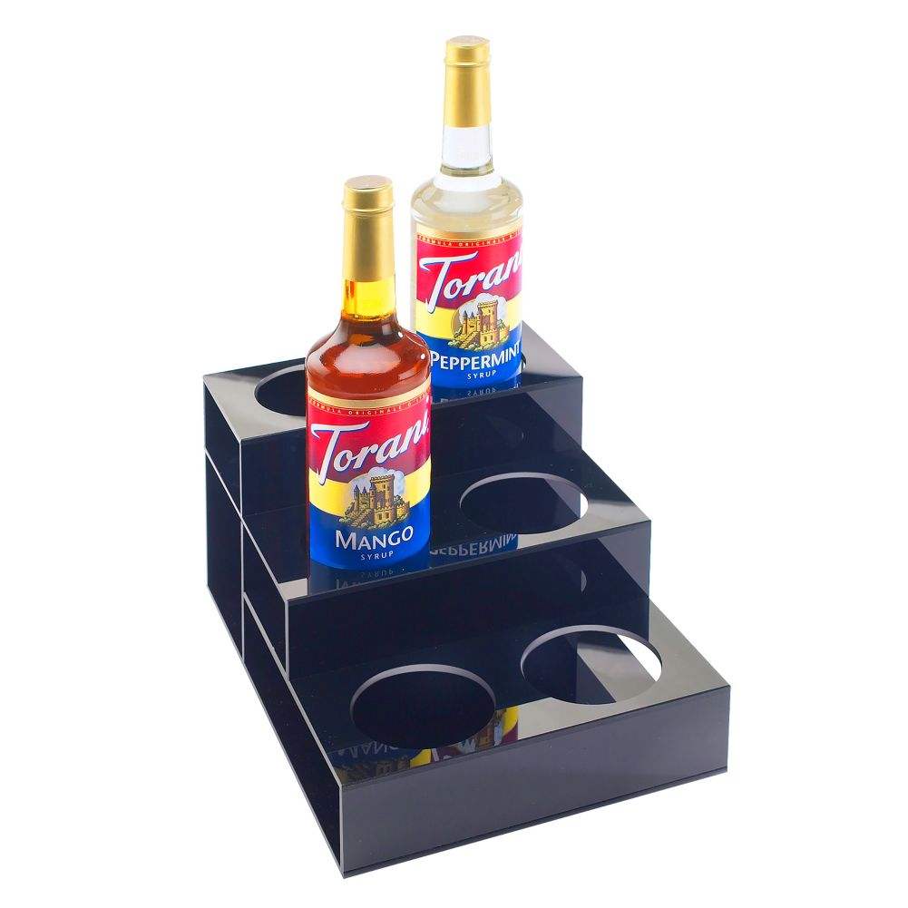 CalMil 677 Black 2Tier 6 Syrup Bottle Organizer Wasserstrom