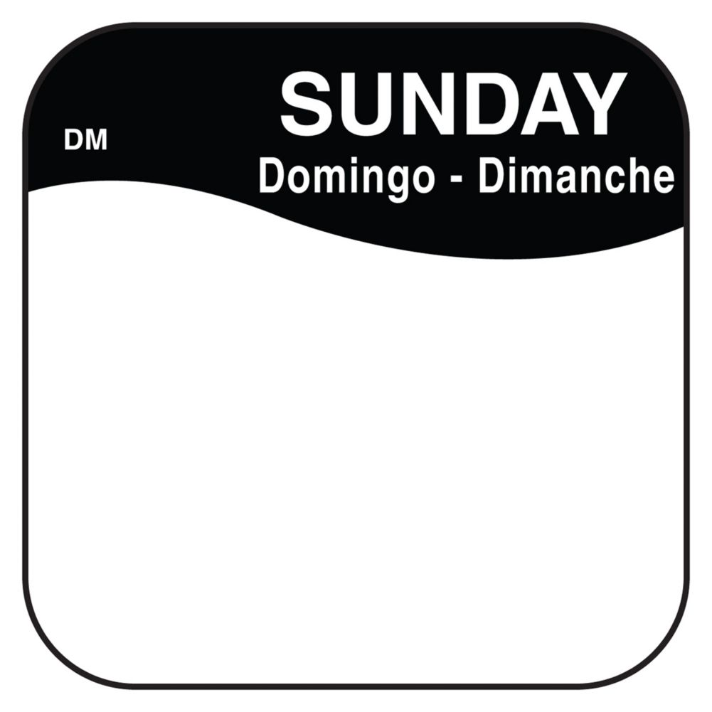 DayMark 1100377 DissolveMark™ .75" Sunday Day Square - 1000 / RL