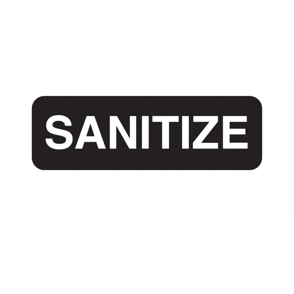 Traex 4519 Black 3 x 9" SANITIZE Sign with White Letters