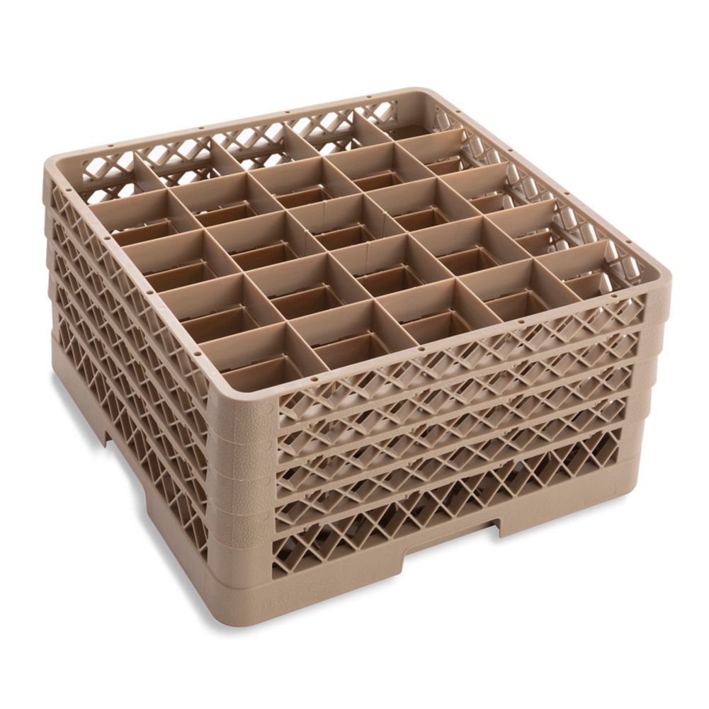 Traex® TR6BBBB Beige 25 Compartment Glass Rack with 4 Extenders