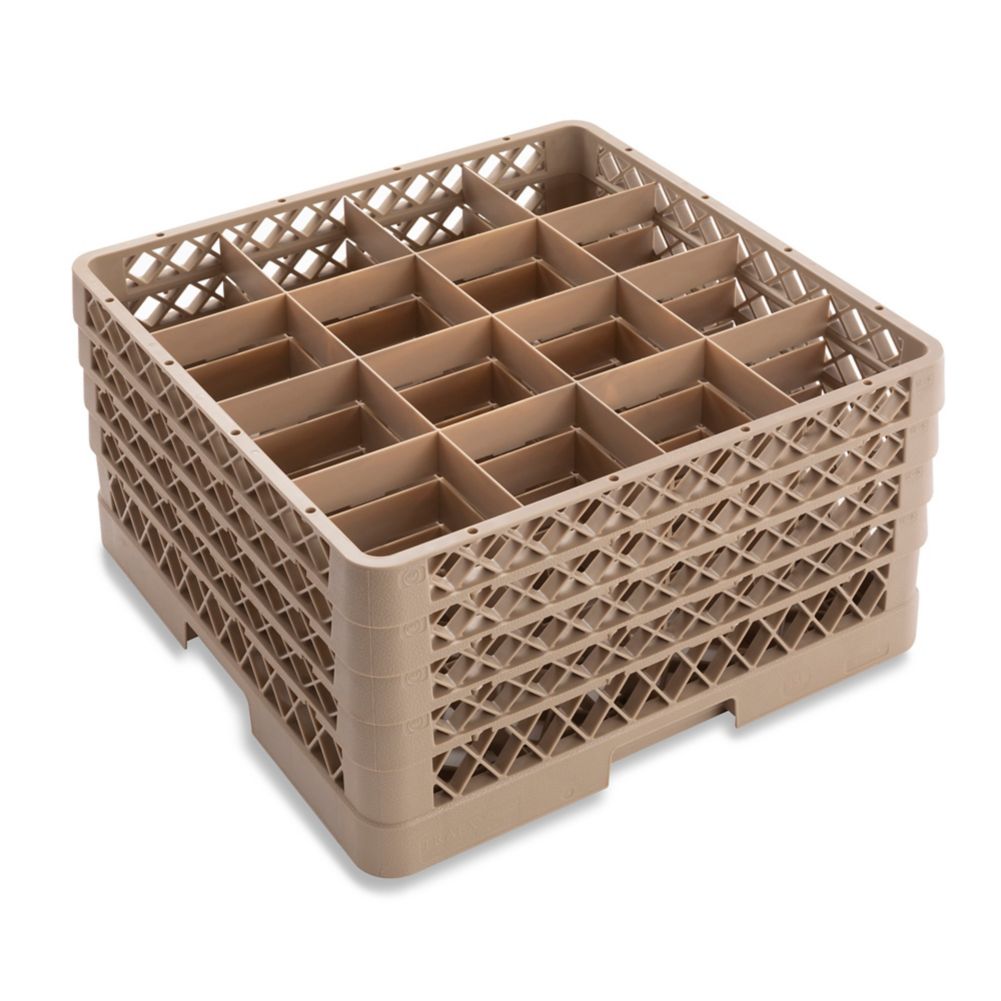 Traex® TR8DDDD Beige 16 Compartment Glass Rack with 4 Extenders