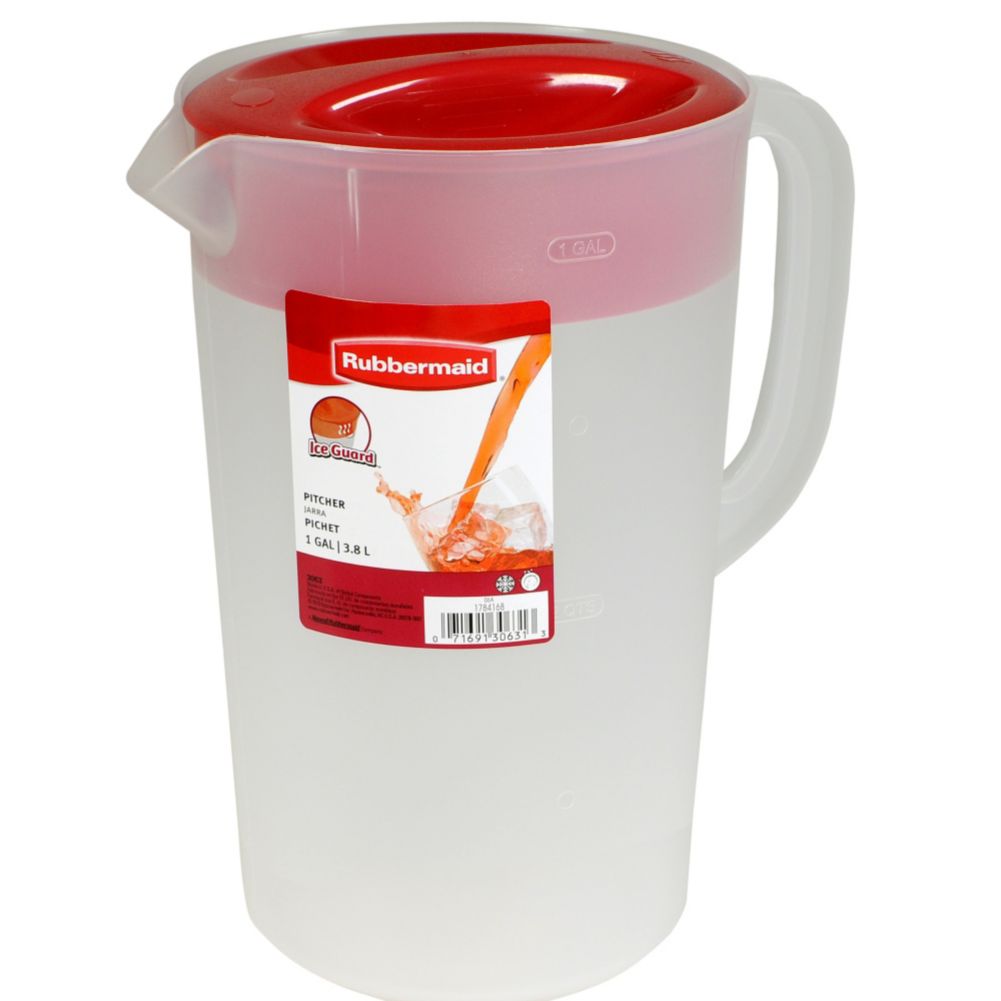 Rubbermaid® 1777155 Classic 1 Gallon White Pitcher with Chili Lid