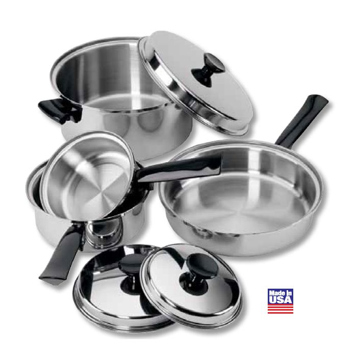Regalware® K0351 Stainless Steel 7Piece 3Ply Cookware Set Wasserstrom
