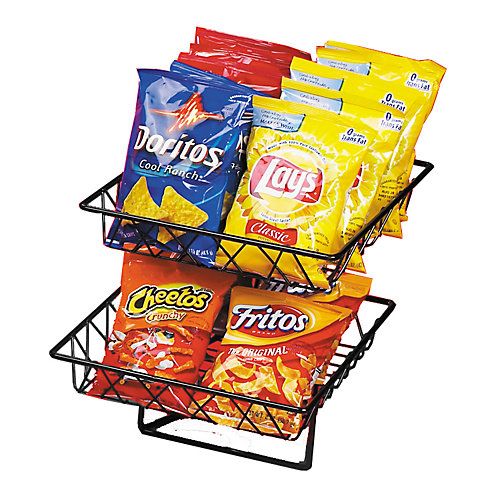 Cal-Mil 1293-2 Black Wire 2-Tier Basket Rack with 2 Baskets