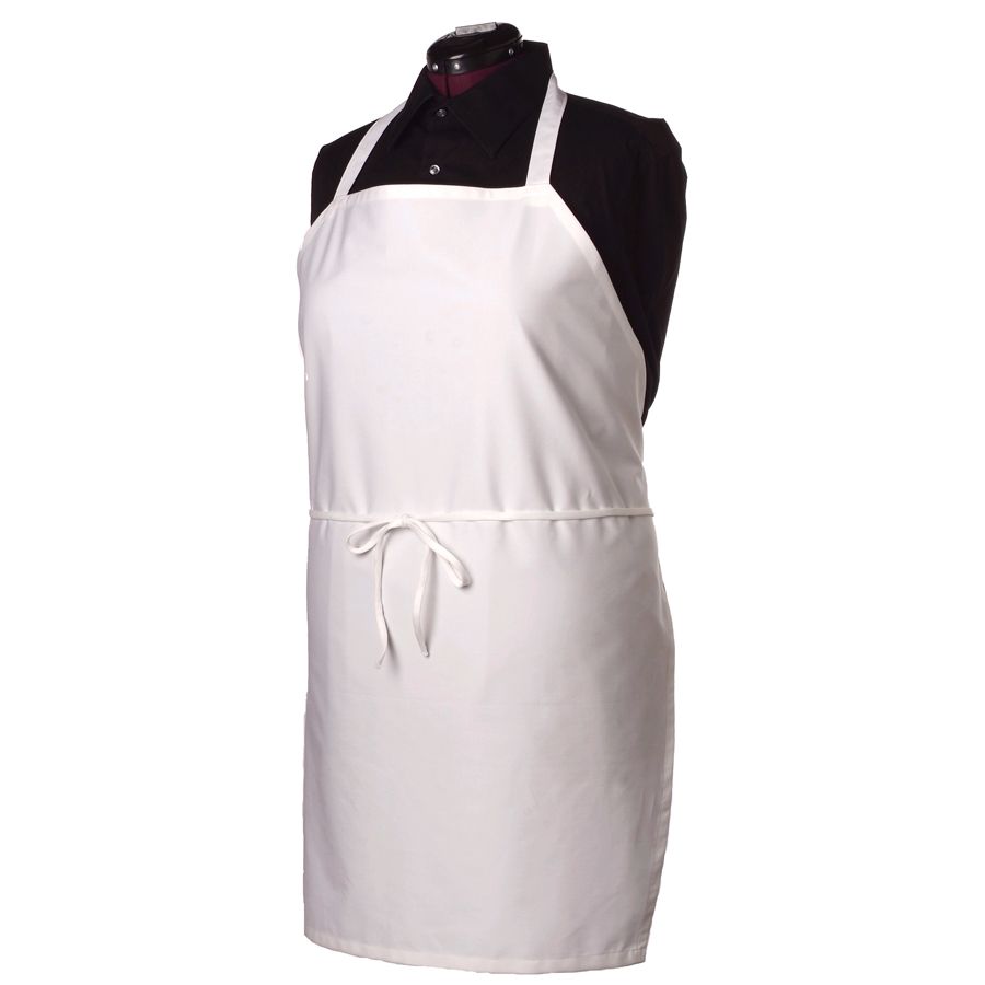 Ritz® BIAWH White Bib Apron Without Pockets Wasserstrom
