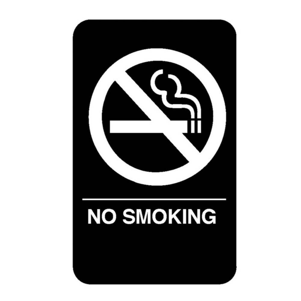 Vollrath 5638 Traex Black NO SMOKING Braille Sign with White Letters